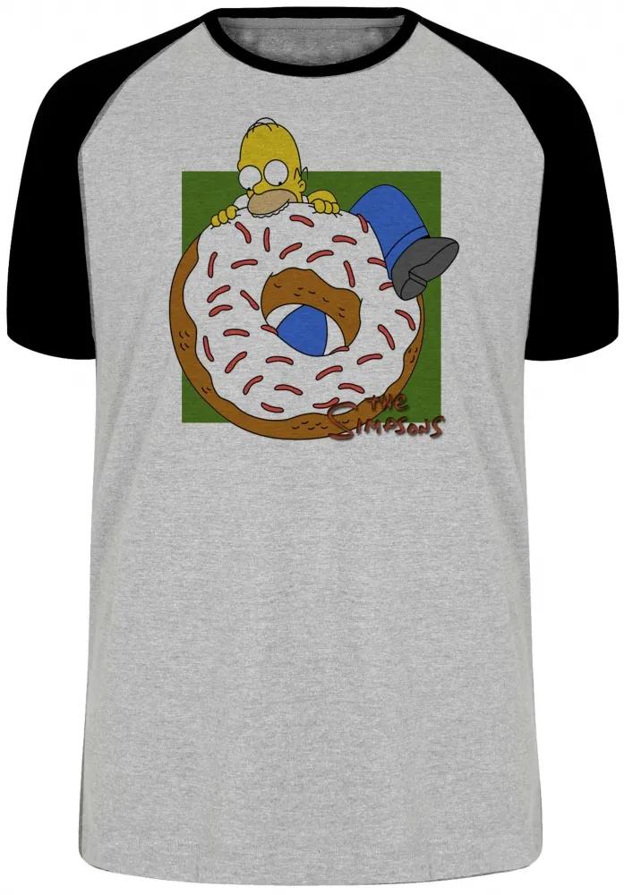Camiseta adulto ou infantil Simpsons Homer rosquinha morder Imagem
