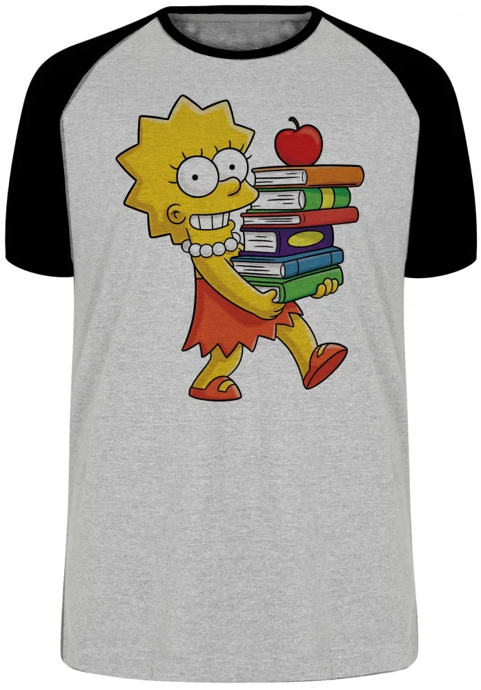 Camiseta adulto ou infantil Simpsons Lisa Livros maggie marge