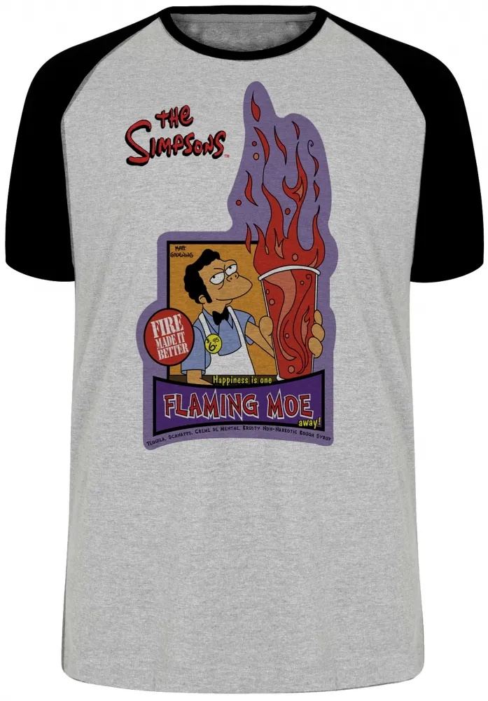 Camiseta adulto ou infantil simpsons moe bar cerveja homer fogo