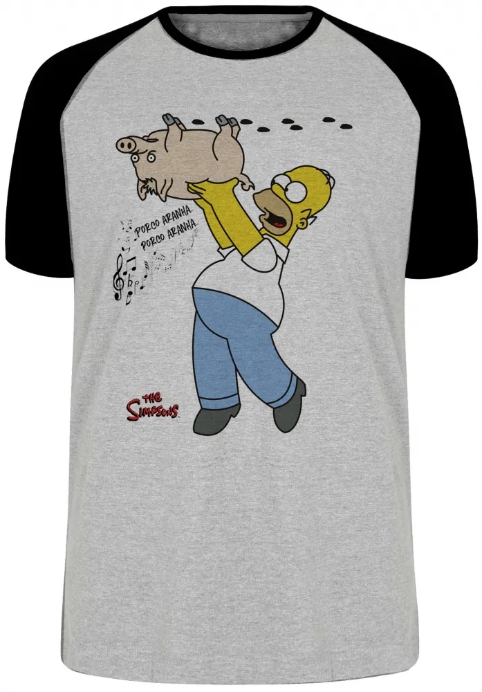 Camiseta adulto ou infantil simpsons porco aranha homer filme