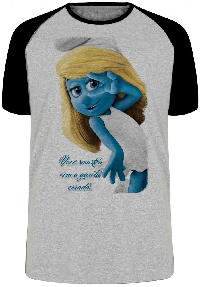 Camiseta adulto ou infantil Smurfette você smurfou smurfs azuis
