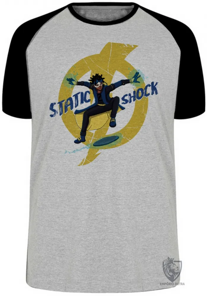 Camiseta adulto ou infantil super shock choque static desenho