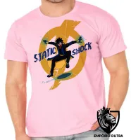 Camiseta adulto ou infantil super shock choque static desenho - Foto 4