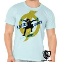 Camiseta adulto ou infantil super shock choque static desenho - Foto 5