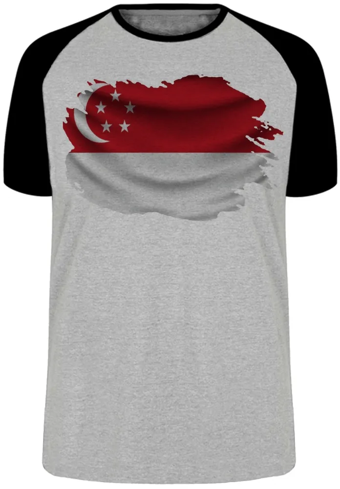 Camiseta adulto ou infantil Bandeira Cingapura Singapura