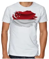 Camiseta adulto ou infantil Bandeira Cingapura Singapura - Foto 3
