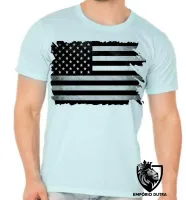 Camiseta adulto ou infantil Bandeira estados unidos preto black - Foto 5