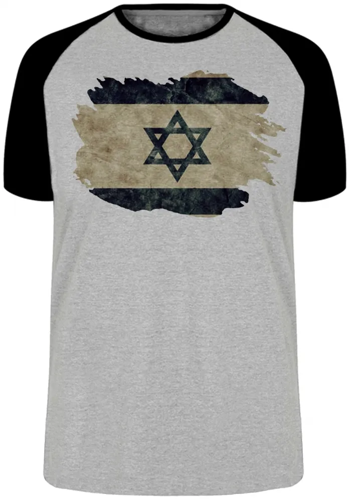 Camiseta adulto ou infantil Bandeira Israel pergaminho