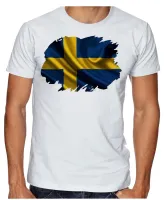 Camiseta adulto ou infantil Bandeira Suécia europa - Foto 2
