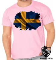 Camiseta adulto ou infantil Bandeira Suécia europa - Foto 4