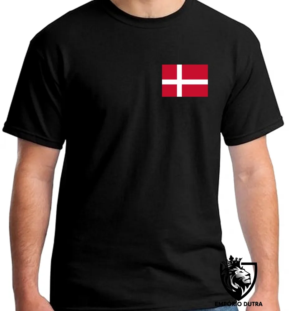 Camiseta adulto ou infantil Bandeira Dinamarca europa