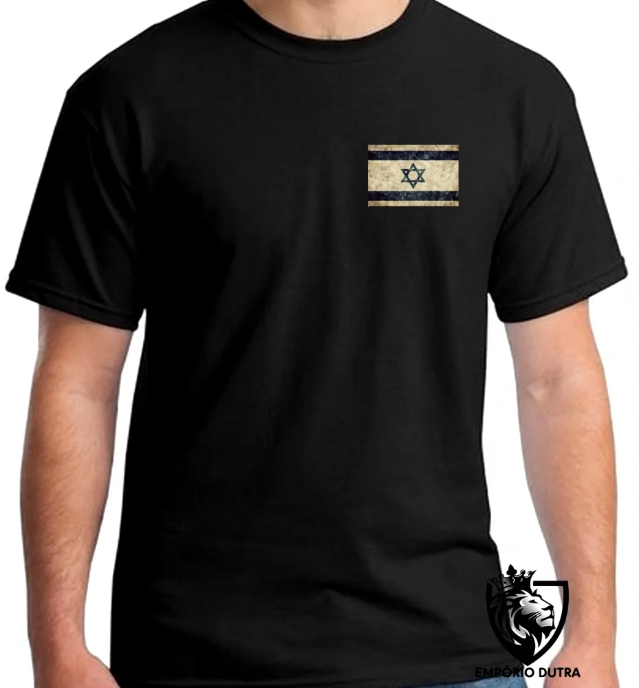Camiseta adulto ou infantil Bandeira Israel pergaminho
