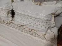 Jogo de Lençol Casal Bordado 04 Peças Bege - Foto 2