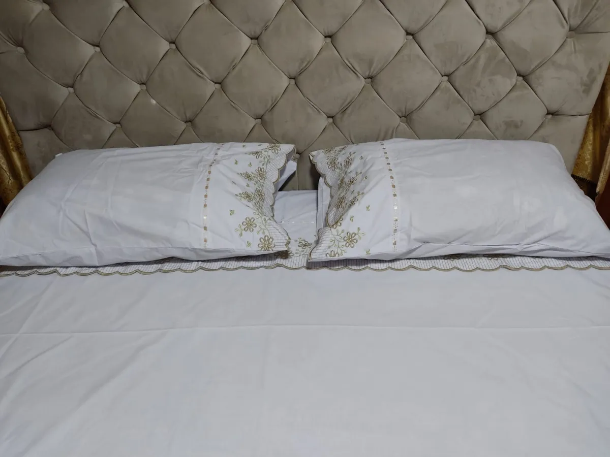 Jogo de Lençol Casal Bordado 04 Peças Branco