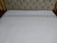 Jogo de Lençol Casal Bordado 04 Peças Branco - Foto 2