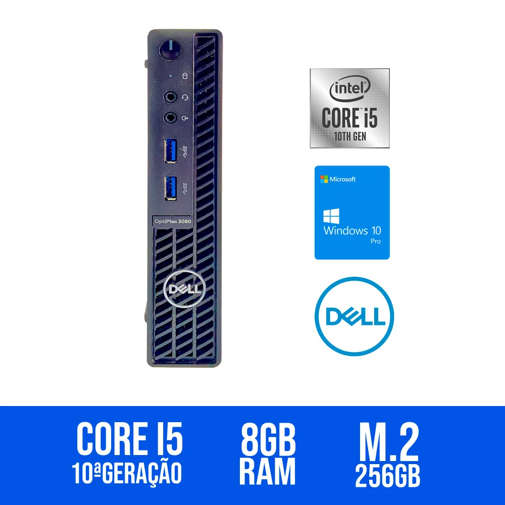 COMPUTADOR DELL OPTIPLEX 3080 MINI - CORE I5-10500T 2.30GHz  8GB DE RAM M.2 DE 256GB - USADO