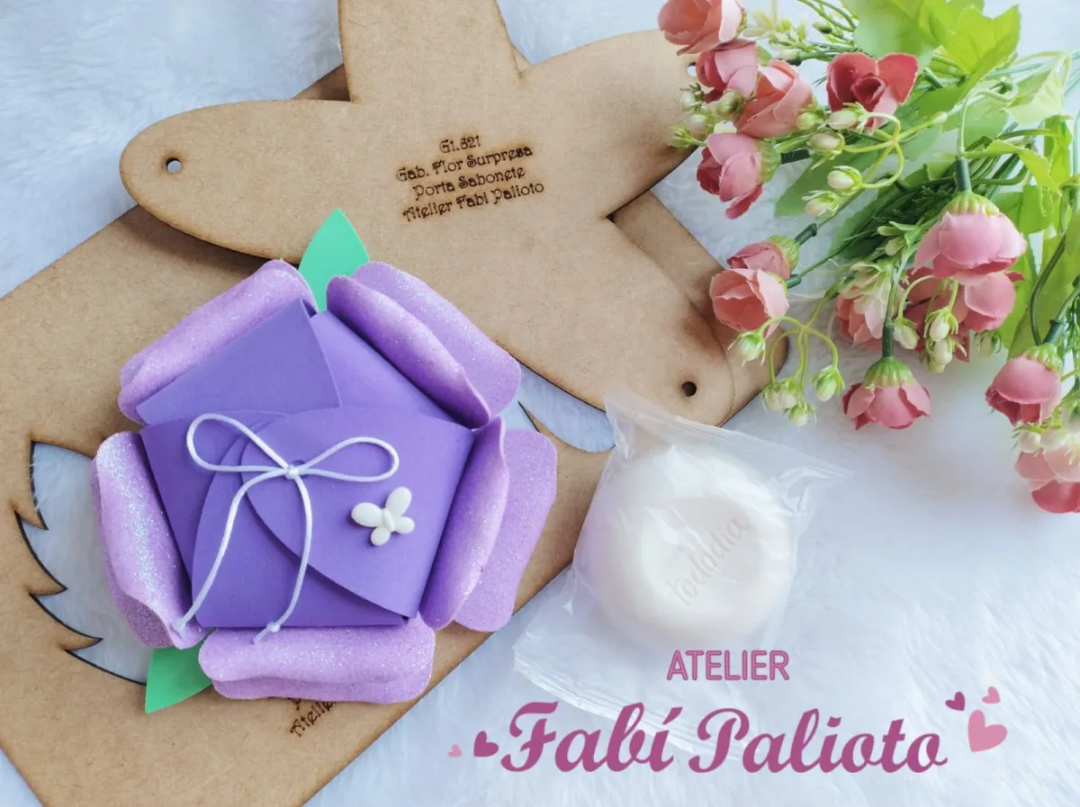 G1.621 Gabarito de Moldes  em MDF  Flor Surpresa Porta Sabonete Imagem