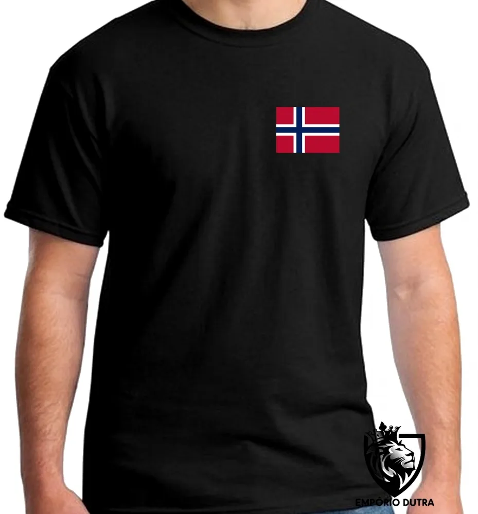 Camiseta adulto ou infantil Bandeira Noruega escandinavo