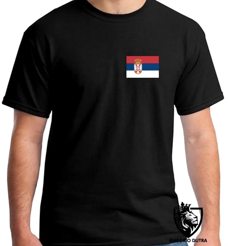 Camiseta adulto ou infantil Bandeira SÉRVIA País nos Balcãs