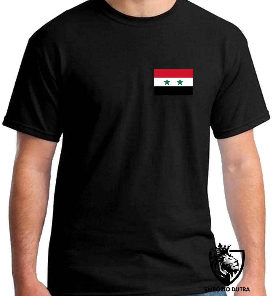 Camiseta adulto ou infantil Bandeira Siria República Árabe