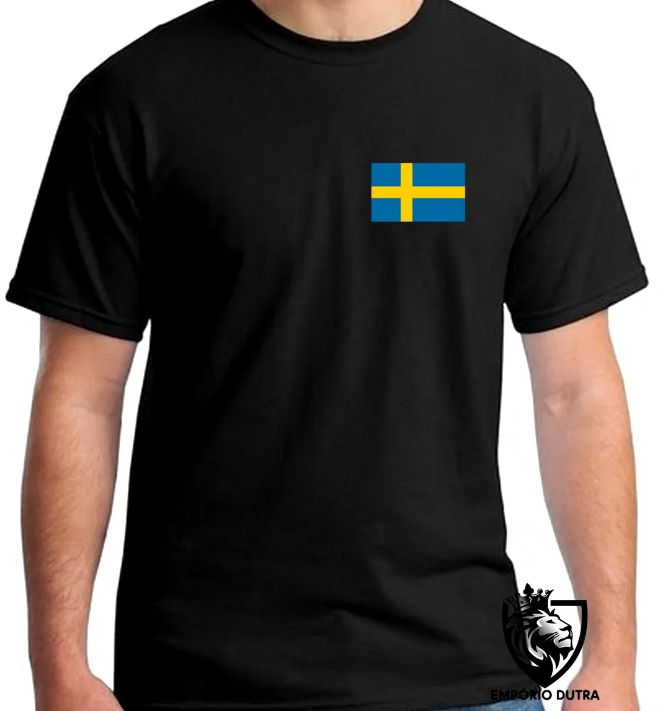 Camiseta adulto ou infantil bandeira Suécia europa