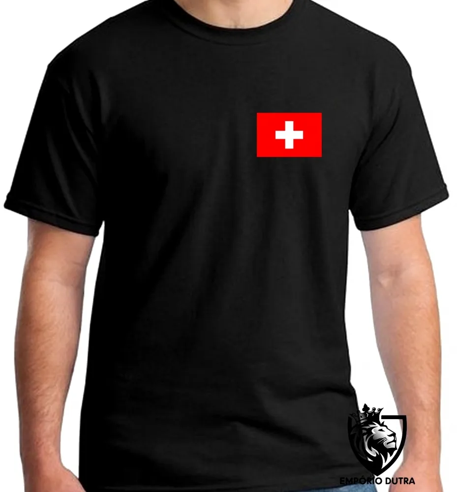 Camiseta adulto ou infantil Bandeira Suíça europa