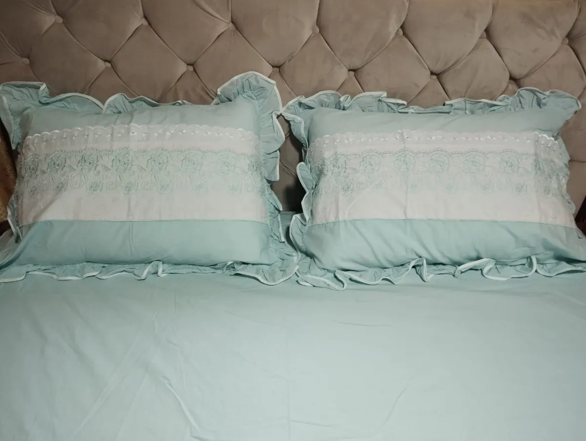 Jogo de Lençol Queen Bordado 03 Peças Verde II Imagem