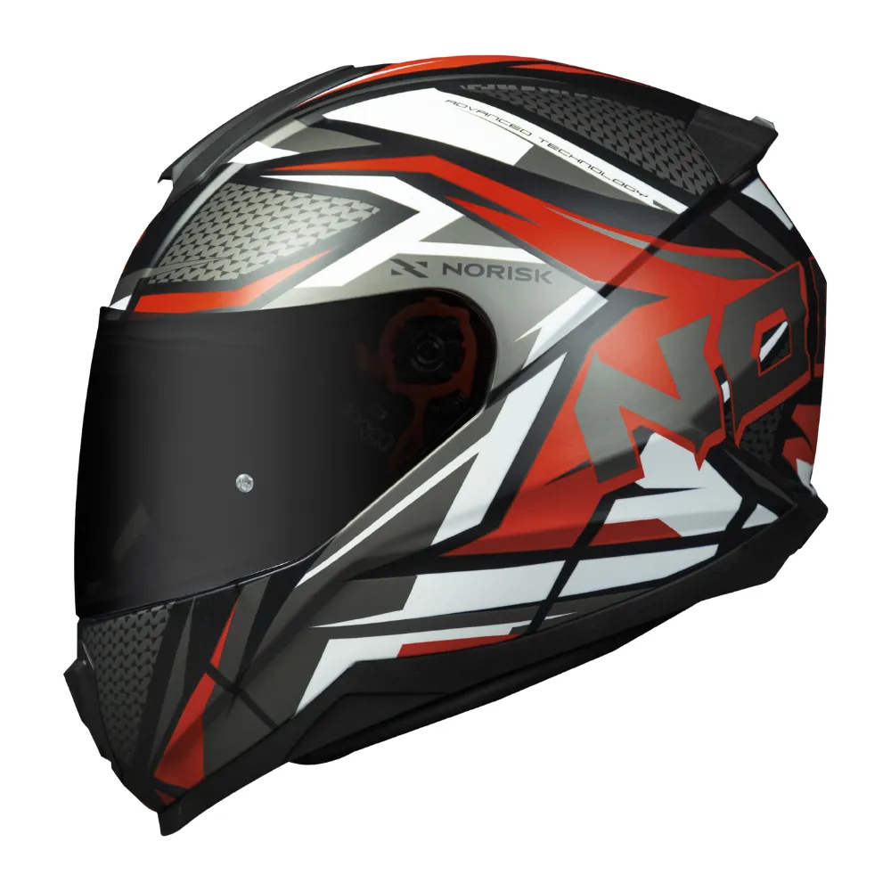 CAPACETE NORISK RAZOR SHARP TITANIUM / VERMELHO