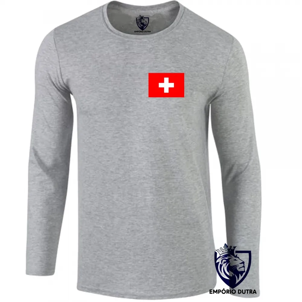 Camiseta manga longa Infantil ou Adulto Suíça europa Imagem