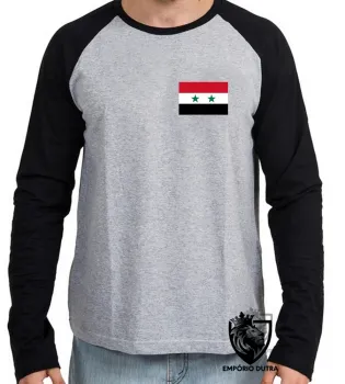 Camiseta manga longa Infantil ou Adulto siria República Árabe - Foto 2
