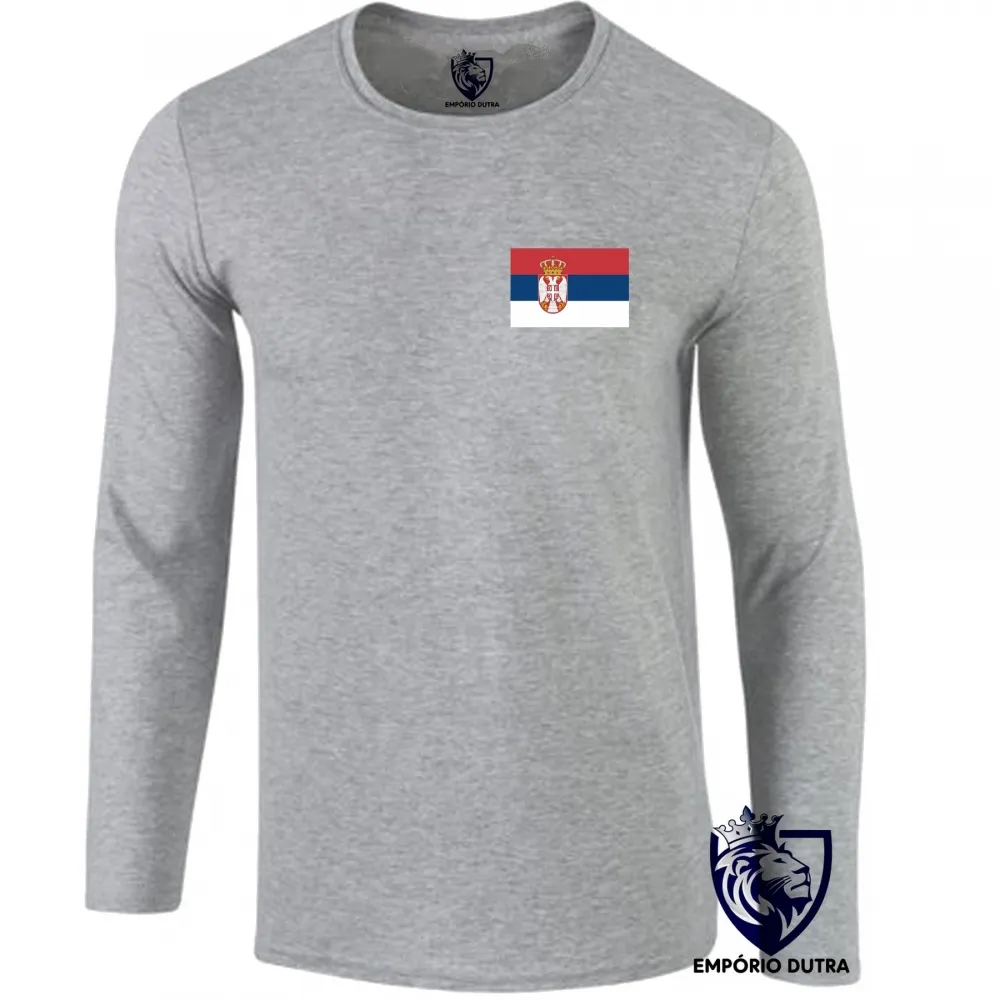 Camiseta manga longa Infantil ou Adulto SÉRVIA País nos Balcãs