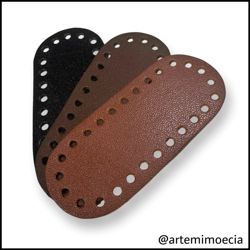 FUNDO DE COURO PARA CROCHÊ - OVAL 5,5x13,5cm  Imagem