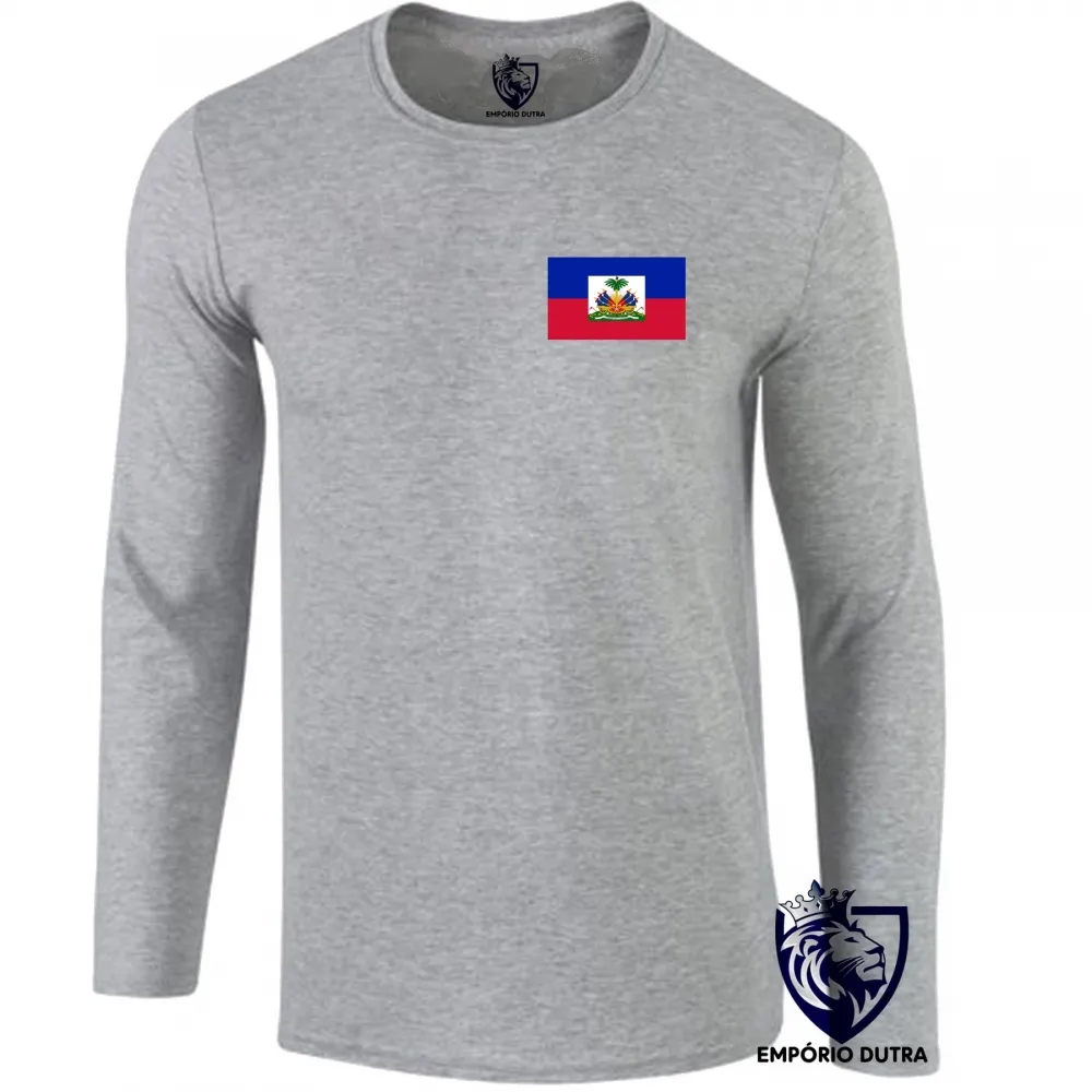 Camiseta manga longa Infantil ou Adulto haiti ilha caribe Imagem