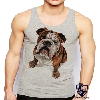 Camiseta Regata adulto ou infantil cachorro bulldog Buldogue raça canina