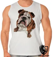 Camiseta Regata adulto ou infantil cachorro bulldog Buldogue raça canina - Foto 2