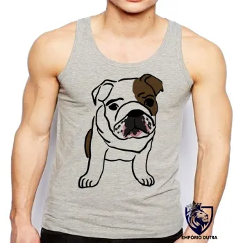 Camiseta Regata adulto ou infantil cachorro cão dog bulldog Buldogue