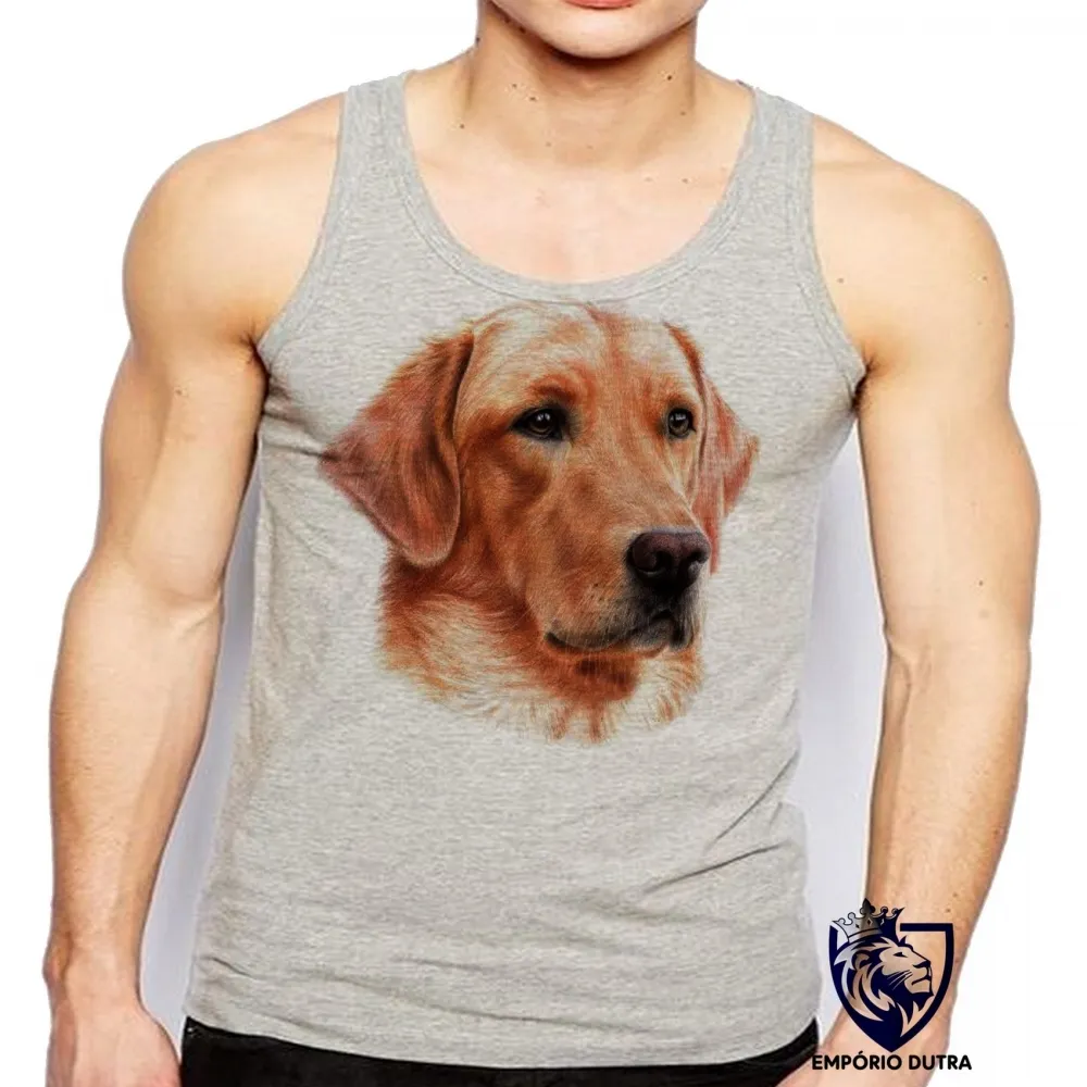 Camiseta Regata adulto ou infantil cachorro cão dog golden retriever labrador caramelo Imagem