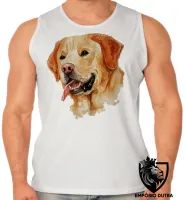 Camiseta Regata adulto ou infantil cachorro cão dog labrador caramelo amarelo - Foto 2