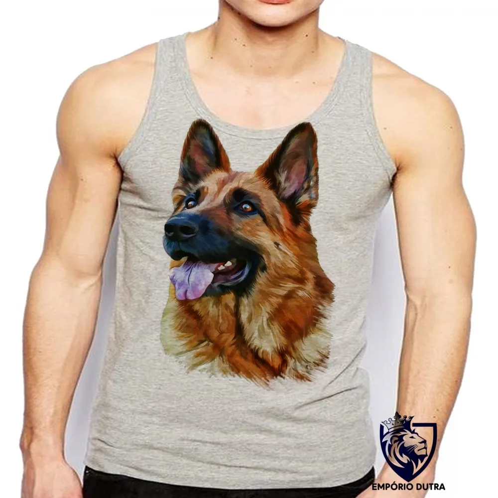 Camiseta Regata adulto ou infantil cachorro cão dog pastor alemão german Shepherd Imagem