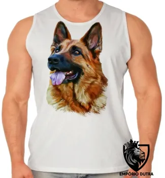 Camiseta Regata adulto ou infantil cachorro cão dog pastor alemão german Shepherd - Foto 2