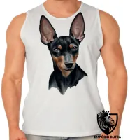 Camiseta Regata adulto ou infantil cachorro cão dog pinscher preto marrom - Foto 2