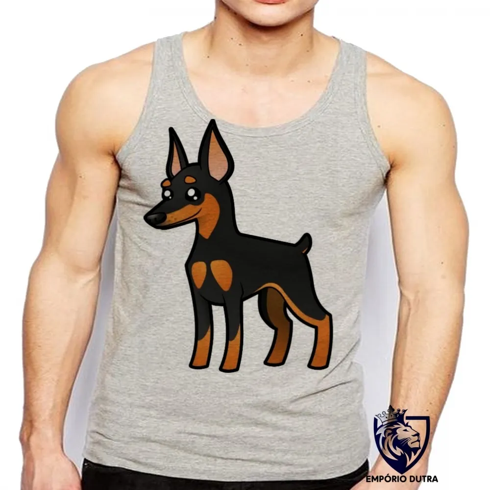 Camiseta Regata adulto ou infantil cachorro cão dog pinscher raça canina Imagem