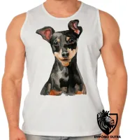 Camiseta Regata adulto ou infantil cachorro cão dog pinscher raça pequena - Foto 2