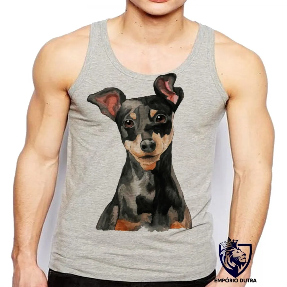 Camiseta Regata adulto ou infantil cachorro cão dog pinscher raça pequena