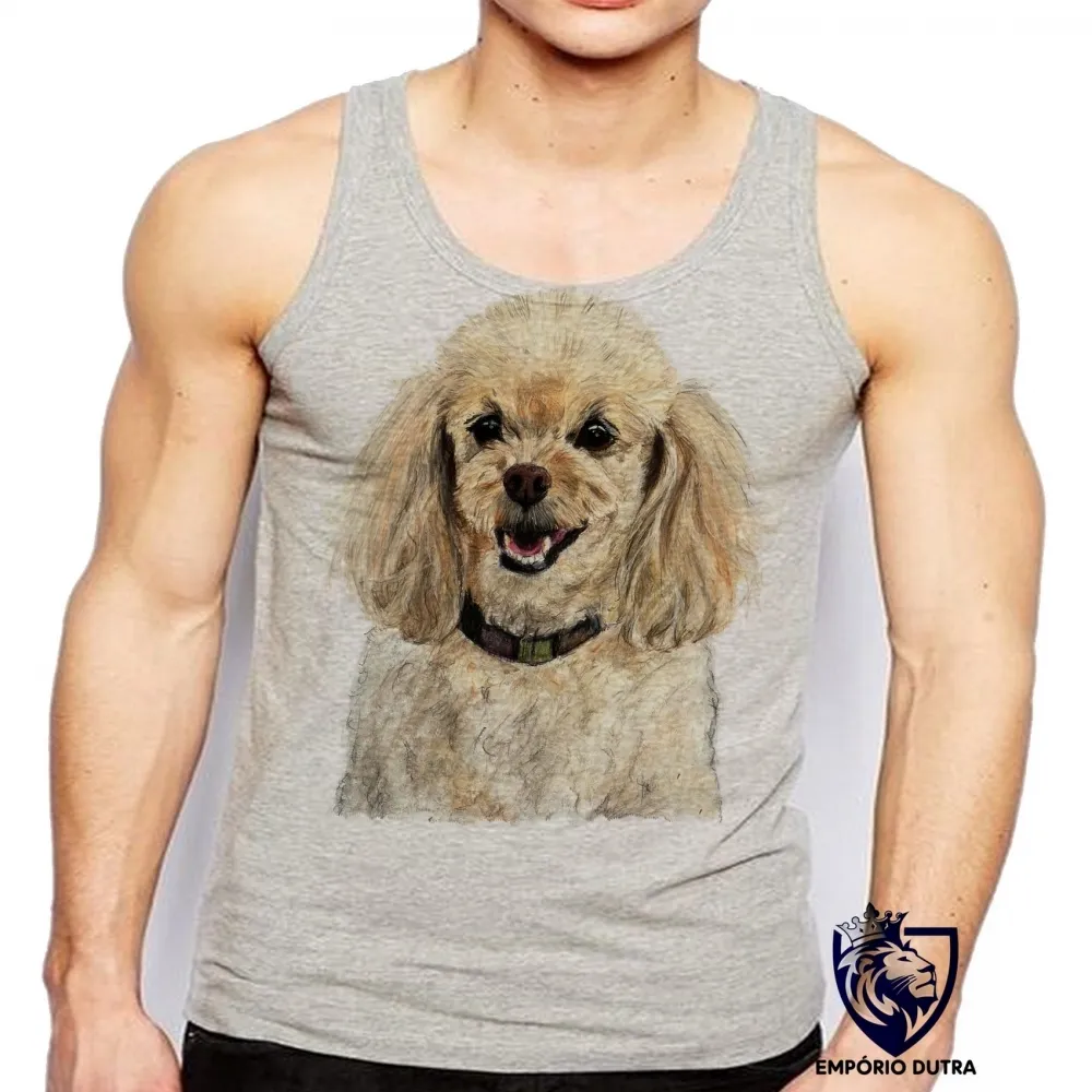 Camiseta Regata adulto ou infantil cachorro cão dog poodle raça canina Imagem