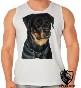 Camiseta Regata adulto ou infantil cachorro cão dog rottweiler black raça - Foto 2