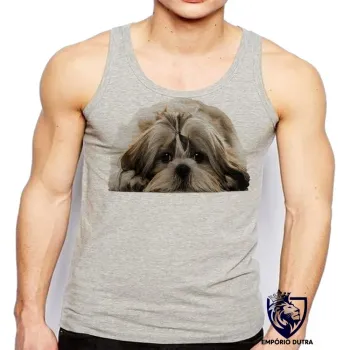 Camiseta Regata adulto ou infantil cachorro cão dog Shih tzu raça canina