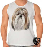 Camiseta Regata adulto ou infantil cachorro cão dog Shih tzu raça pintura - Foto 2