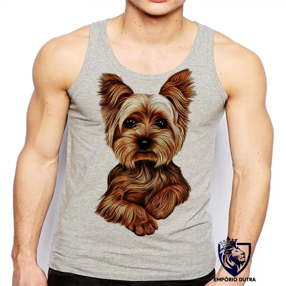 Camiseta Regata adulto ou infantil cachorro cão dog Yorkshire fofo raça Imagem