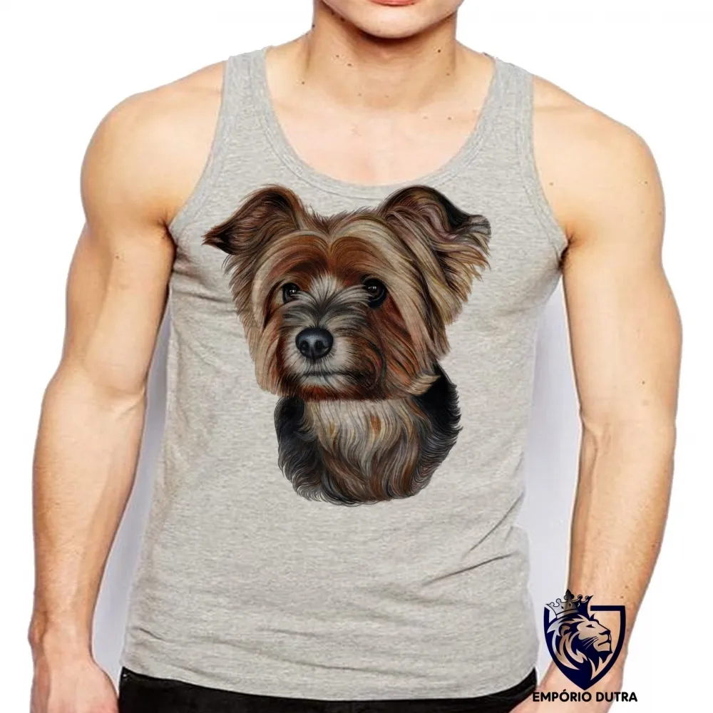 Camiseta Regata adulto ou infantil cachorro cão dog Yorkshire terrier raça Imagem